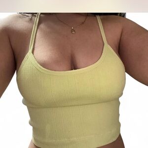 Neon Yellow Ribbed Crop Top